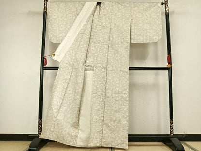 平和屋着物▽本場大島紬　白大島　単衣　9マルキ　花唐草文　正絹　逸品　AABB2122fy