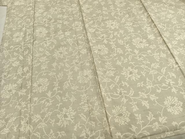 平和屋着物▽本場大島紬　白大島　単衣　9マルキ　花唐草文　正絹　逸品　AABB2122fy