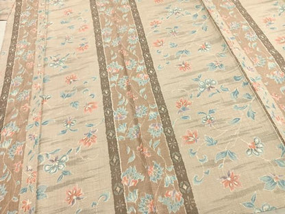 平和屋着物▽上質な紬 単衣 花唐草間道 正絹 逸品 AABB2123fy