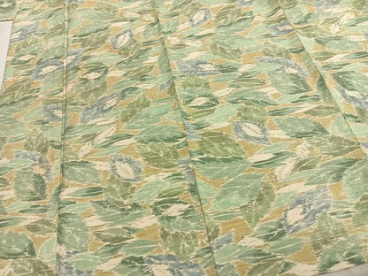 平和屋着物▽小千谷紬 単衣 葉尽くし 正絹 逸品 AABB2124fy