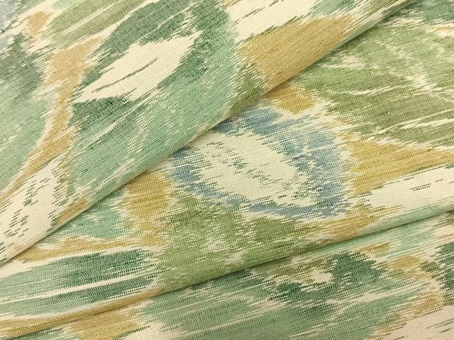 平和屋着物▽小千谷紬 単衣 葉尽くし 正絹 逸品 AABB2124fy