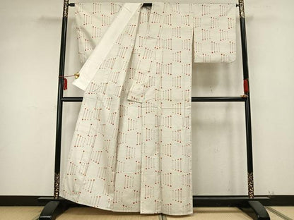 平和屋着物▽上質な紬 単衣 抽象文様 正絹 逸品 AABB2126fy