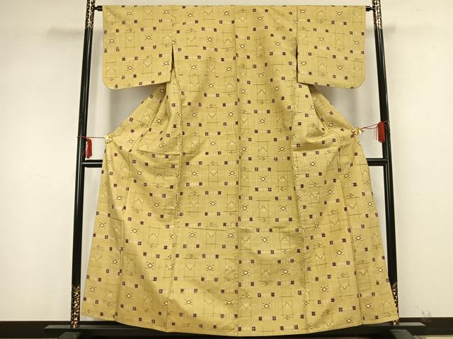 平和屋着物▽上質な紬 単衣 琉球絣 正絹 逸品 AABB2129fy