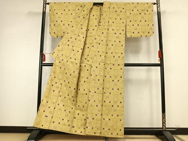 平和屋着物▽上質な紬 単衣 琉球絣 正絹 逸品 AABB2129fy