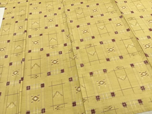 平和屋着物▽上質な紬 単衣 琉球絣 正絹 逸品 AABB2129fy