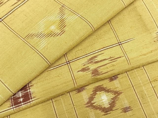 平和屋着物▽上質な紬 単衣 琉球絣 正絹 逸品 AABB2129fy