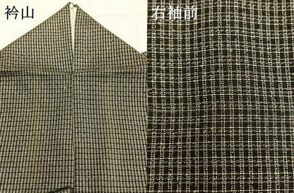 平和屋着物▽本場奄美大島紬 単衣 格子 前田紬工芸 証紙付き 正絹 逸品 AABB2130fy