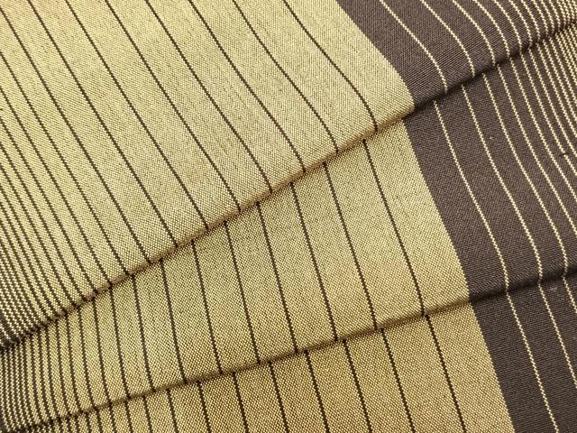 平和屋着物▽上質な紬 単衣 縞 玉糸ぼかし 反端付き 正絹 逸品 AABB2133fy