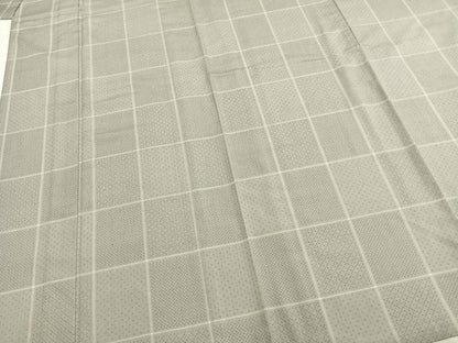 平和屋着物▽上質な紬 単衣 格子 正絹 逸品 AABB2134fy