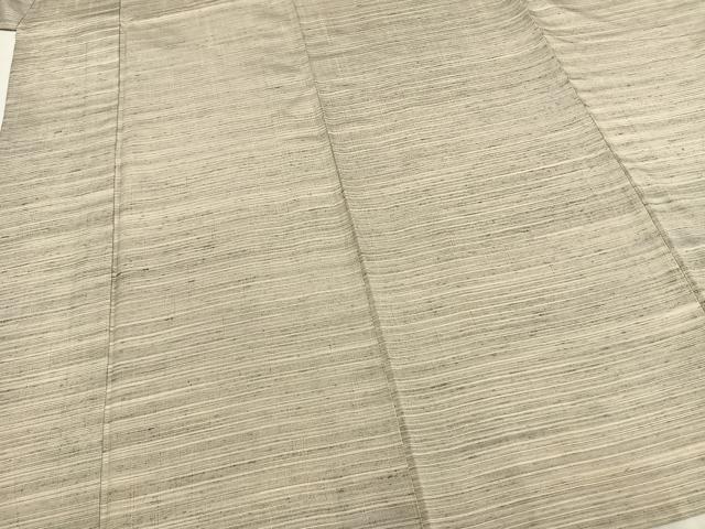 平和屋着物▽上質な紬 単衣 横縞 正絹 逸品 AABB2137fy