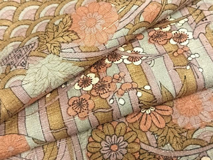 平和屋着物▽上質な小紋　単衣　紬地　松竹梅　正絹　逸品　AABB2138fy