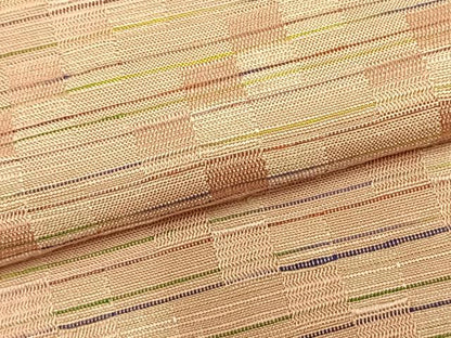 平和屋着物▽上質な紬 単衣 市松文様 正絹 逸品 未使用 AABB2140fy