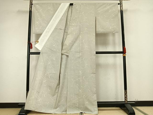 平和屋着物▽本塩沢 単衣 150亀甲 唐草文 正絹 逸品 AABB2141fy