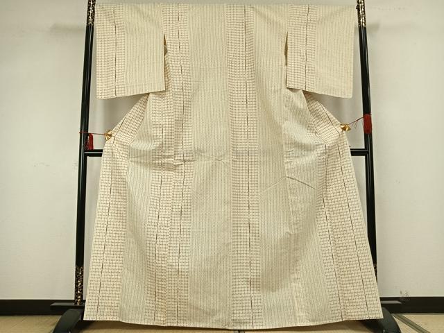 平和屋着物▽上質な紬 単衣 間道 正絹 逸品 未使用 AABB2144fy