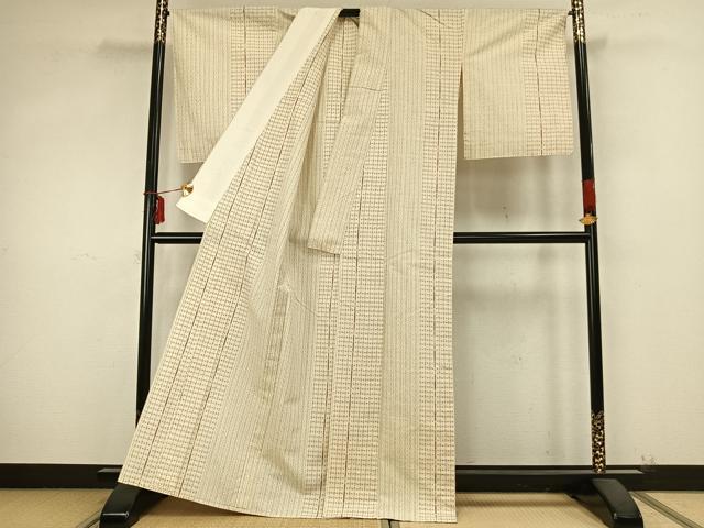平和屋着物▽上質な紬 単衣 間道 正絹 逸品 未使用 AABB2144fy