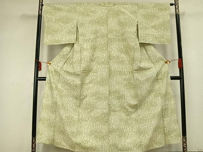 平和屋着物▽上質な紬 単衣 渦巻き文 正絹 逸品 AABB2145fy