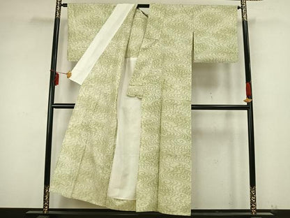 平和屋着物▽上質な紬 単衣 渦巻き文 正絹 逸品 AABB2145fy