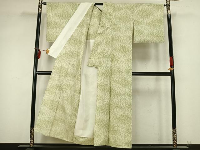 平和屋着物▽上質な紬 単衣 渦巻き文 正絹 逸品 AABB2145fy