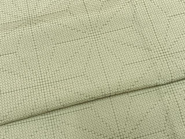 平和屋着物▽お召 単衣 麻の葉文様 正絹 逸品 AABB2148fy