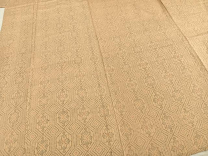 平和屋着物▽お召 単衣 亀甲花文 正絹 逸品 AABB2149fy