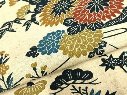 平和屋着物▽上質な小紋　単衣　紬地　型染め　草花文　正絹　逸品　AABB2150fy