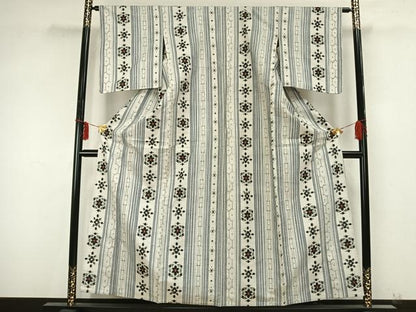 平和屋着物▽上質な紬 単衣 花間道 正絹 逸品 AABB2153fy