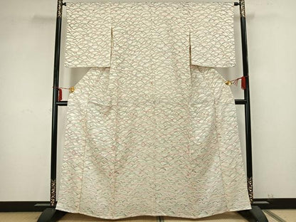 平和屋着物▽上質な小紋　単衣　笹尽くし　正絹　逸品　AABB2156fy