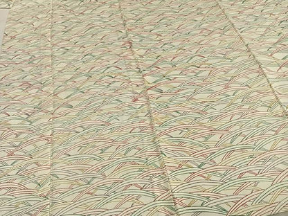 平和屋着物▽上質な小紋　単衣　笹尽くし　正絹　逸品　AABB2156fy