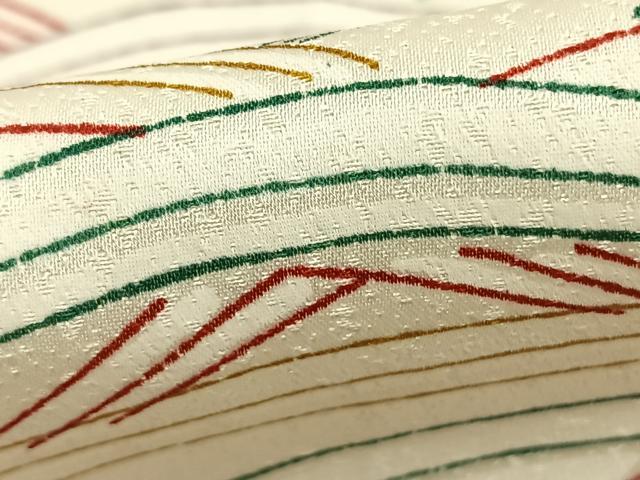 平和屋着物▽上質な小紋　単衣　笹尽くし　正絹　逸品　AABB2156fy
