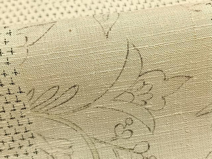 平和屋着物▽上質な紬 単衣 手描き 色紙草花文 正絹 逸品 AABB2157fy