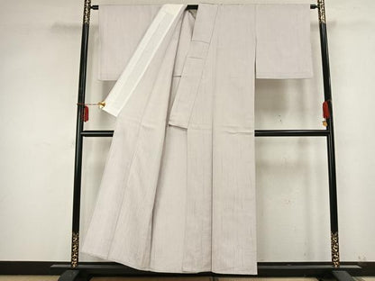 平和屋着物▽上質な色無地 単衣 蔦の葉地紋 白菫色 正絹 逸品 AABB2158fy