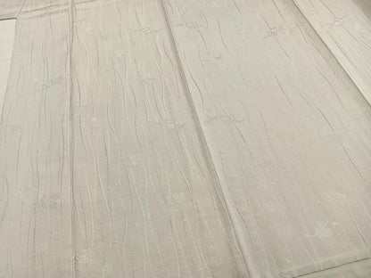 平和屋着物▽上質な色無地 単衣 蔦の葉地紋 白菫色 正絹 逸品 AABB2158fy