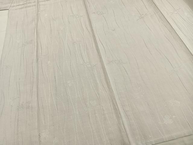 平和屋着物▽上質な色無地 単衣 蔦の葉地紋 白菫色 正絹 逸品 AABB2158fy