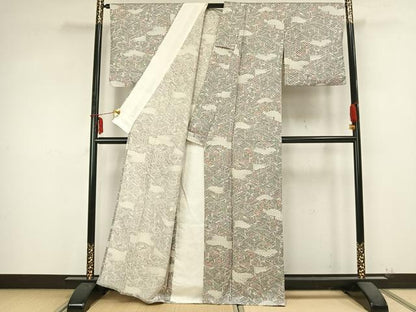 平和屋着物▽上質な小紋 単衣 雲取り人物文 正絹 逸品 AABB2159fy
