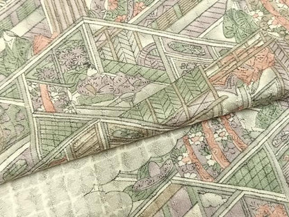 平和屋着物▽上質な小紋 単衣 雲取り人物文 正絹 逸品 AABB2159fy