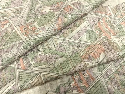 平和屋着物▽上質な小紋 単衣 雲取り人物文 正絹 逸品 AABB2159fy