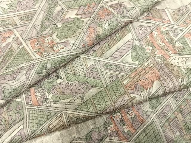 平和屋着物▽上質な小紋 単衣 雲取り人物文 正絹 逸品 AABB2159fy