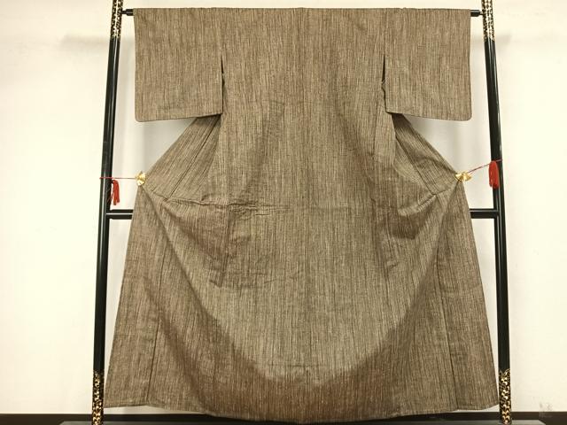 平和屋着物▽上質な紬　単衣　縞　正絹　逸品　未使用　AABB2160fy