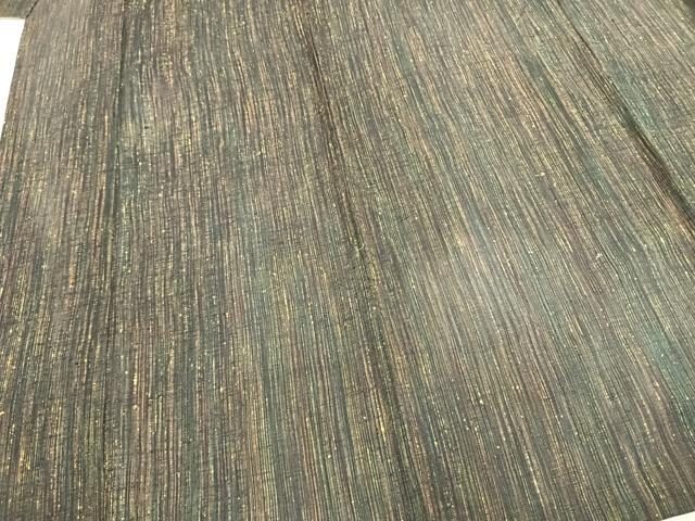 平和屋着物▽上質な紬　単衣　縞　正絹　逸品　AABB2161fy