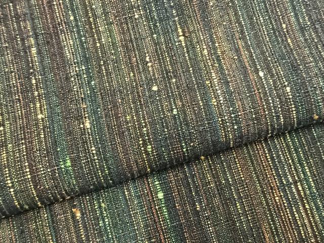平和屋着物▽上質な紬　単衣　縞　正絹　逸品　AABB2161fy