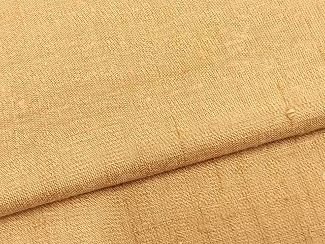 平和屋着物▽上質な紬 単衣 色無地 飴色 正絹 逸品 未使用 AABB2162fy