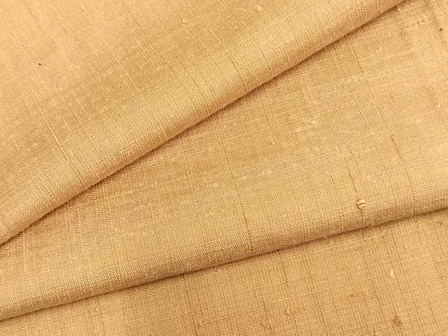 平和屋着物▽上質な紬 単衣 色無地 飴色 正絹 逸品 未使用 AABB2162fy