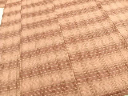 平和屋着物▽上質な紬 単衣 格子 正絹 逸品 AABB2163fy