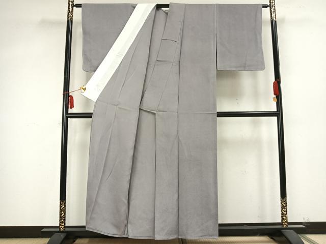 平和屋着物▽上質な色無地 単衣 暁鼠色 正絹 逸品 AABB2164fy