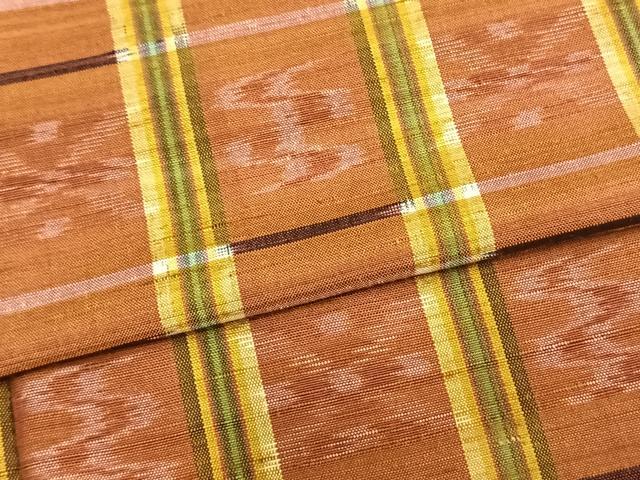 平和屋着物▽上質な紬 単衣 絣柄 正絹 逸品 AABB2165fy