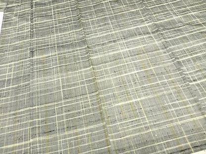 平和屋着物▽上質な紬 単衣 格子 正絹 逸品 AABB2166fy