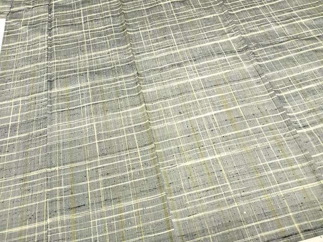 平和屋着物▽上質な紬 単衣 格子 正絹 逸品 AABB2166fy
