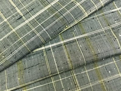 平和屋着物▽上質な紬 単衣 格子 正絹 逸品 AABB2166fy
