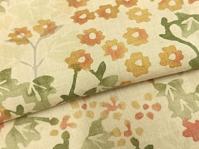 平和屋着物▽上質な紬 単衣 手描き 草花文 正絹 逸品 AABB2168fy