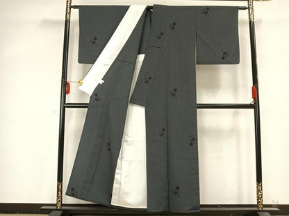 平和屋着物▽本塩沢 単衣 花丸文 正絹 逸品 AABB2169fy